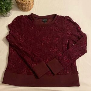 Worrhington Burgundy Lace Crew Top